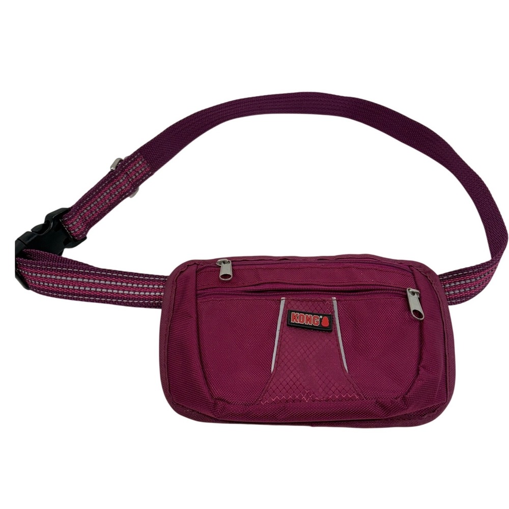 KONG Dog Training Treat Bag Waist Pack Magenta Purple Reflective Belt D-Ring